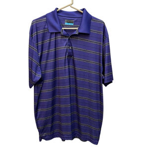PGA Tour Golf Polo Shirt XXL Purple Gray Striped Short Sleeve Men’s